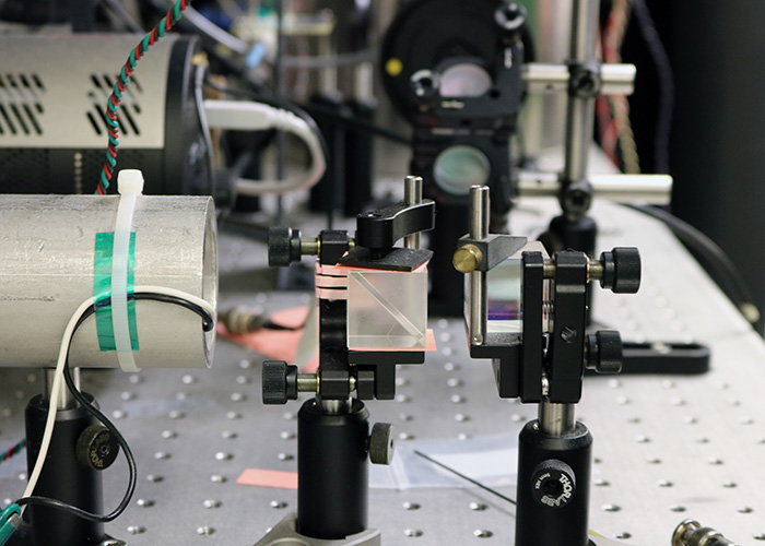 An optical table with various lenses