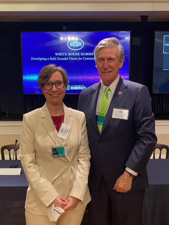 Saskia Mordijck with Rep. Don Beyer, at the White House Summit "Developing a bold decadal vision for commercial fusion energy".