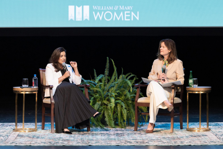 President Katherine Rowe and Reshma Saujani sit down for a keynote conversation during Women's Weekend.