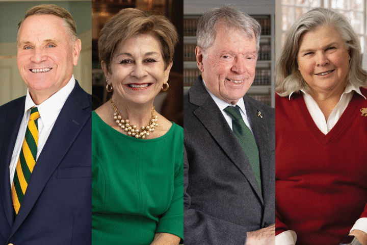 A composite photo showing four people.