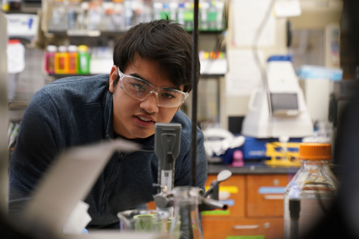 Photo of student in the lab