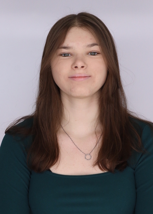 This is a headshot of Sarah Foster '27, recipient of a Goldwater scholarship