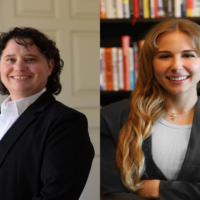 This is a combined headshot photo of Liz Cascone and Stephanie Caligiuri, assistant professor of health scienes, are co-winners of the spring Values in Action awards