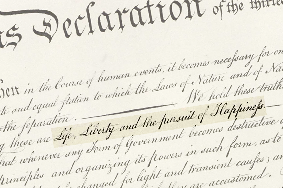 This is a photo of an excerpt from the Declaration of Indepence