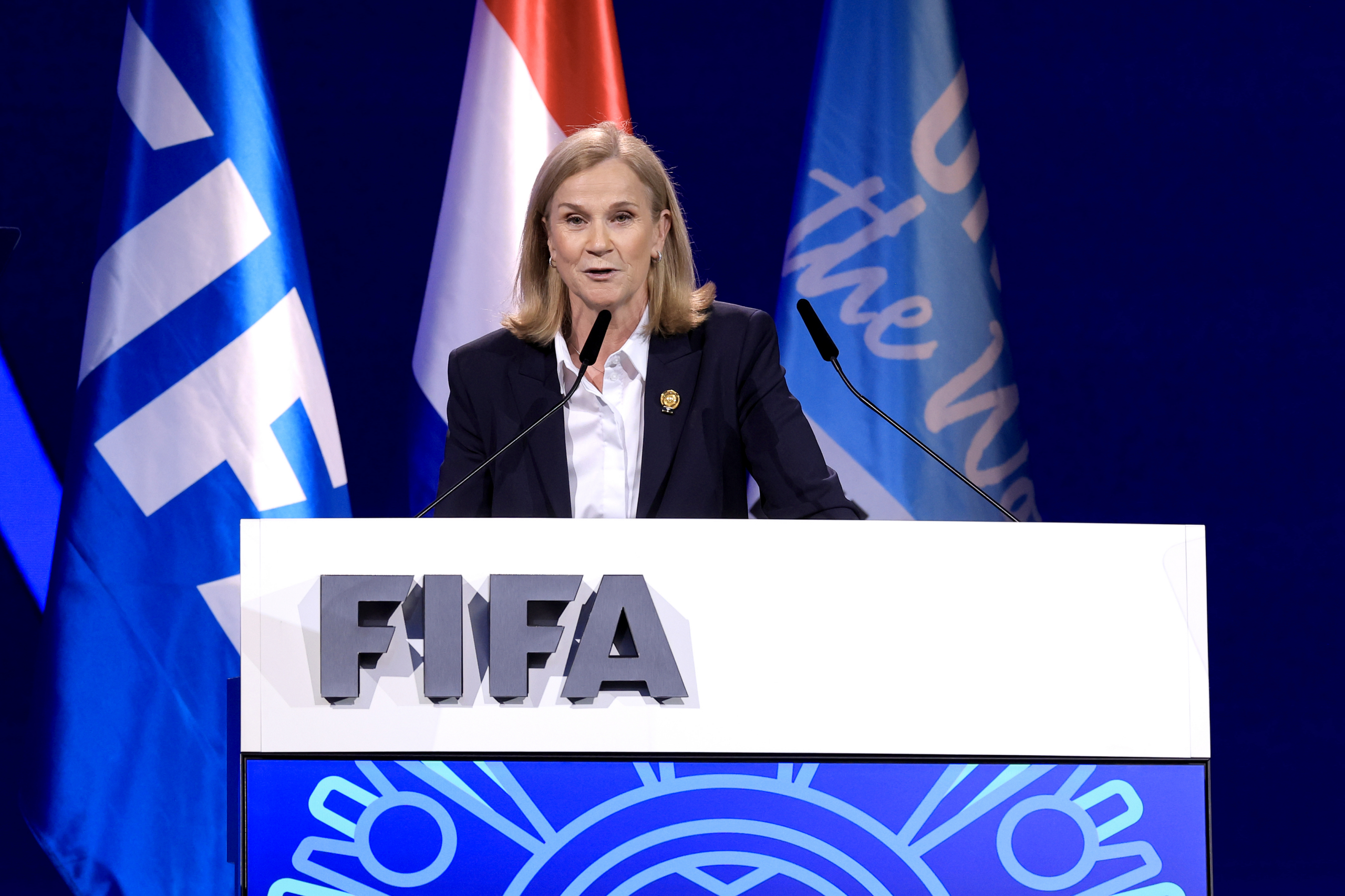 Jill Ellis ’88, L.H.D. ’16, P ’27 , former head coach of the United States Women’s National Team, is experiencing the tournament from a different perspective this year as  FIFA’s chief football officer.