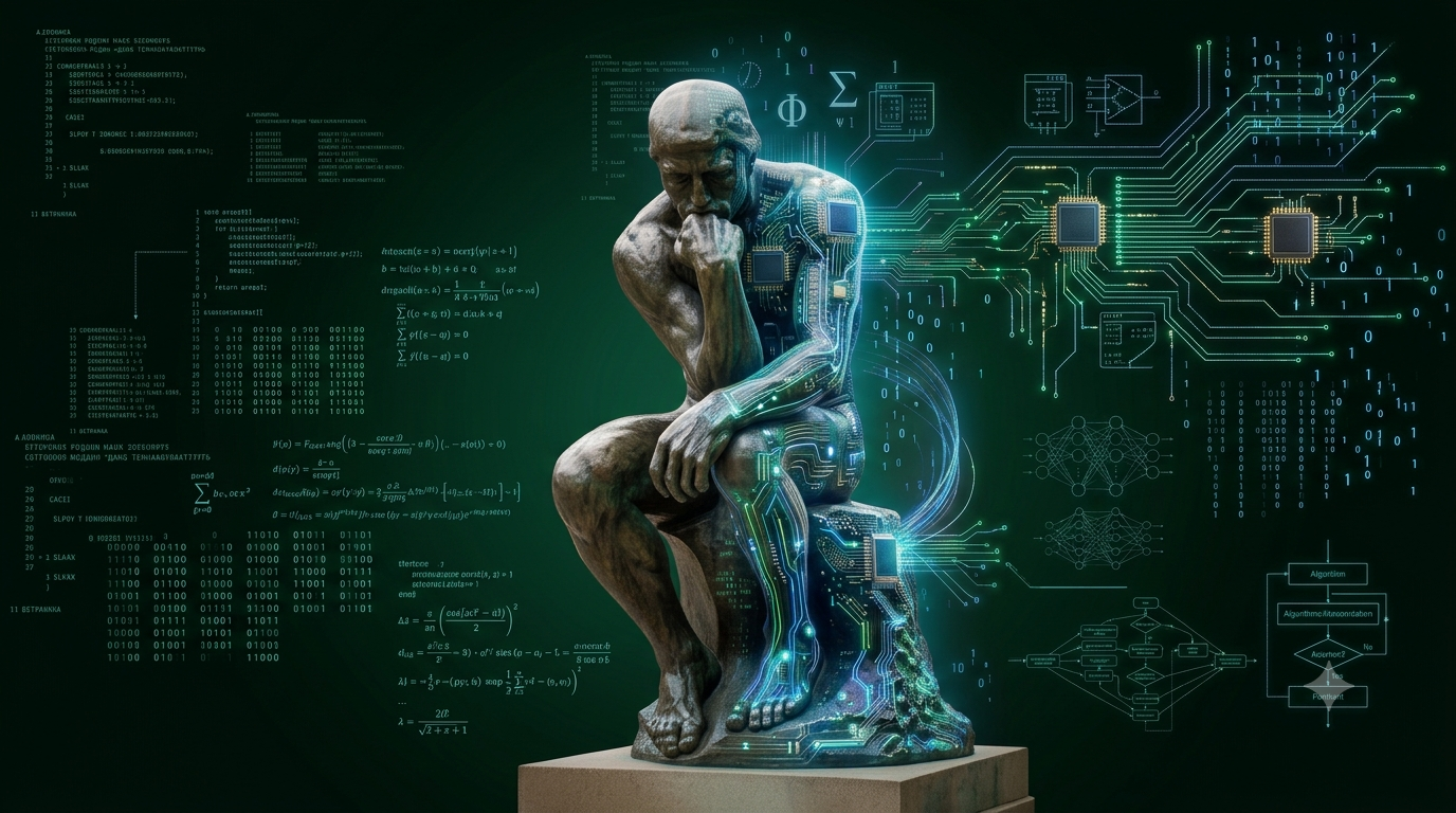 This is a digital graphic of The Thinker by Rodin created by Google Gemini on July 28, 2026.