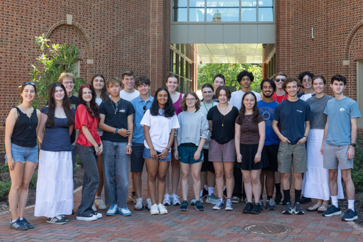 This is a group photo of the first cohort of Democracy Scholars outside Cedar Hall in August 2026