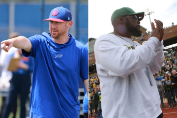 A composite photo shows Mike Tomlin and Joe Brady.